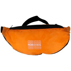 orange fanny pack with repeating Penn State on front